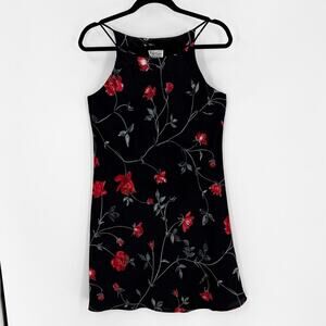 Vintage Jodi Michaels black red floral dress 90s size 11 whimsigoth
